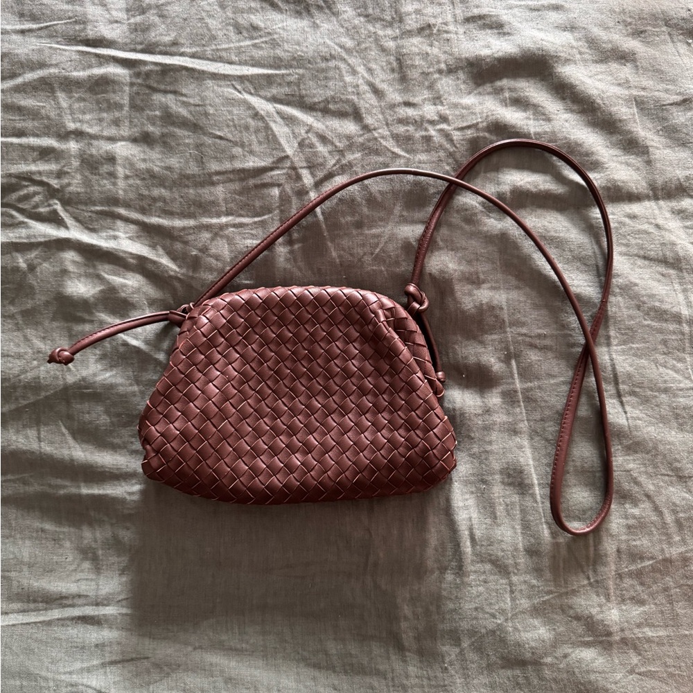 Quince Brown Woven Leather Crossbody Bag